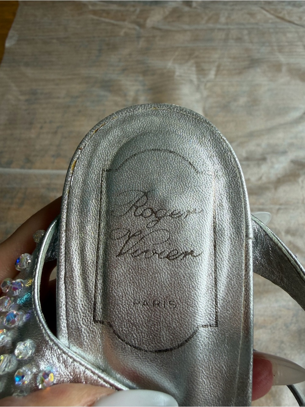 Roger Vivier Silver Crystal-Embellished Mules